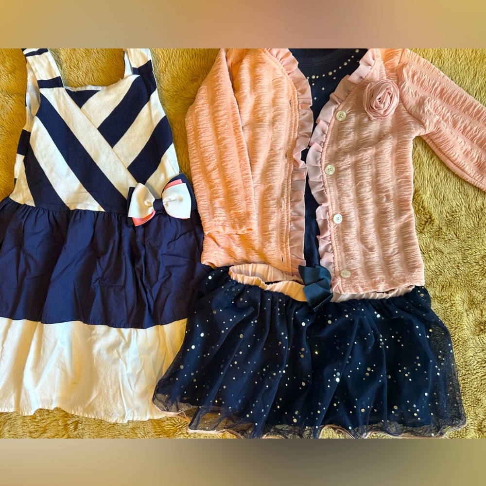 4 pc girls Sz 6 Fancy Part Lot - Navy, Pink, White
